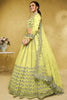 Delightful Lime Yellow Foil Work Net Wedding Wear Lehenga Choli