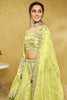 Delightful Lime Yellow Foil Work Net Wedding Wear Lehenga Choli