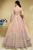 Alluring Dusty Pink Foil Work Net Reception Wear Lehenga Choli