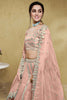 Alluring Dusty Pink Foil Work Net Reception Wear Lehenga Choli