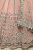 Alluring Dusty Pink Foil Work Net Reception Wear Lehenga Choli