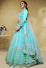 Lovable Sky Blue Foil Work Net Party Wear Lehenga Choli With Dupatta