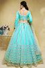 Lovable Sky Blue Foil Work Net Party Wear Lehenga Choli With Dupatta