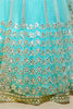 Lovable Sky Blue Foil Work Net Party Wear Lehenga Choli With Dupatta