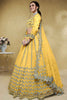 Adorable Yellow Foil Work Net Haldi Wear Lehenga Choli With Dupatta