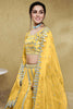 Adorable Yellow Foil Work Net Haldi Wear Lehenga Choli With Dupatta