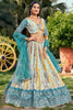 Wonderful White & Blue Shibori Printed Chinon Event Wear Lehenga Choli