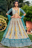 Wonderful White & Blue Shibori Printed Chinon Event Wear Lehenga Choli