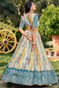 Wonderful White & Blue Shibori Printed Chinon Event Wear Lehenga Choli