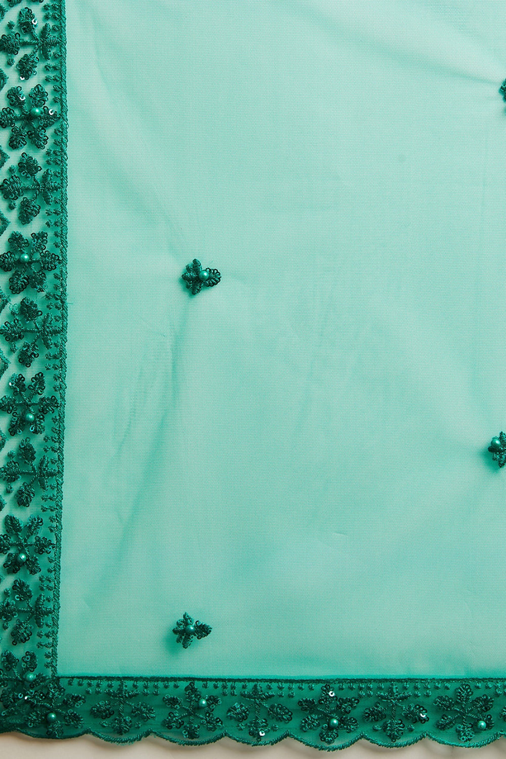Teal Green Sequins Net Reception Wear Lehenga Choli 
