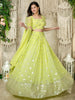 Lime Green Sequins Georgette Wedding Wear Lehenga Choli