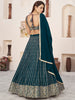 Stunning Teal Green Sequins Georgette Party Wear Lehenga Choli