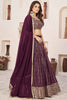 Awesome Wine Sequins Georgette Reception Wear Lehenga Choli