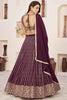 Awesome Wine Sequins Georgette Reception Wear Lehenga Choli