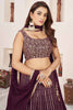 Awesome Wine Sequins Georgette Reception Wear Lehenga Choli