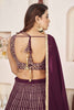 Awesome Wine Sequins Georgette Reception Wear Lehenga Choli