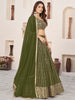 Gorgeous Olive Green Sequins Georgette Mehendi Wear Lehenga Choli