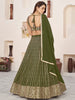 Gorgeous Olive Green Sequins Georgette Mehendi Wear Lehenga Choli