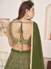 Gorgeous Olive Green Sequins Georgette Mehendi Wear Lehenga Choli