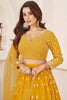 Fascinating Yellow Thread Work Georgette Haldi Wear Lehenga Choli