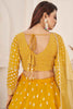 Fascinating Yellow Thread Work Georgette Haldi Wear Lehenga Choli