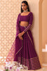 Impressive Purple Sequins Georgette Reception Wear Lehenga Choli