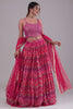 Awesome Pink Digital Printed Georgette Sangeet Wear Lehenga Choli