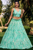 Lovely Turquoise Sequins Net Reception Wear Lehenga Choli