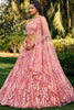 Ravishing Pink Sequins Net Bridesmaid Lehenga Choli With Dupatta