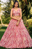 Ravishing Pink Sequins Net Bridesmaid Lehenga Choli With Dupatta