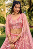 Ravishing Pink Sequins Net Bridesmaid Lehenga Choli With Dupatta