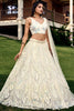 Impressive Off-White Sequins Net Designer Lehenga Choli With Dupatta