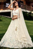 Impressive Off-White Sequins Net Designer Lehenga Choli With Dupatta