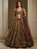 Awesome Brown Sequins Net Sangeet Wear Lehenga Choli With Dupatta