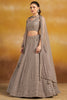 Awesome Grey Sequins Georgette Event Wear Lehenga Choli With Dupatta