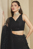 Alluring Black Thread Work Georgette Party Wear Lehenga Choli