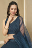 Lovely Teal Blue Thread Work Georgette Engagement Wear Lehenga Choli