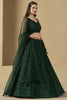 Pretty Bottle Green Sequins Work Georgette Mehendi Wear Lehenga Choli