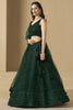 Pretty Bottle Green Sequins Work Georgette Mehendi Wear Lehenga Choli