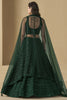 Pretty Bottle Green Sequins Work Georgette Mehendi Wear Lehenga Choli