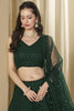Pretty Bottle Green Sequins Work Georgette Mehendi Wear Lehenga Choli
