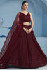 Marvelous Maroon Sequins Georgette Event Wear Lehenga With Blouse