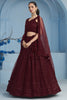 Marvelous Maroon Sequins Georgette Event Wear Lehenga With Blouse