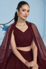Marvelous Maroon Sequins Georgette Event Wear Lehenga With Blouse