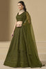 Attractive Mehendi Green Sequins Georgette Monochrome Lehenga Choli