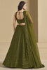 Attractive Mehendi Green Sequins Georgette Monochrome Lehenga Choli