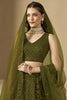 Attractive Mehendi Green Sequins Georgette Monochrome Lehenga Choli