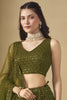 Attractive Mehendi Green Sequins Georgette Monochrome Lehenga Choli