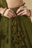 Attractive Mehendi Green Sequins Georgette Monochrome Lehenga Choli