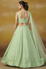 Amazing Mint Green Thread Embroidered Georgette Designer Lehenga Choli